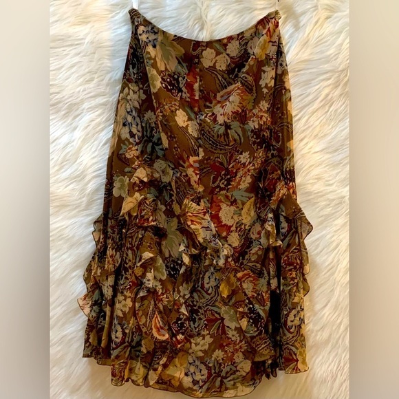 Peter Nygard Dresses & Skirts - Nygard Petite Maxi Length Skirt Floral Print with Ruffles Size 4